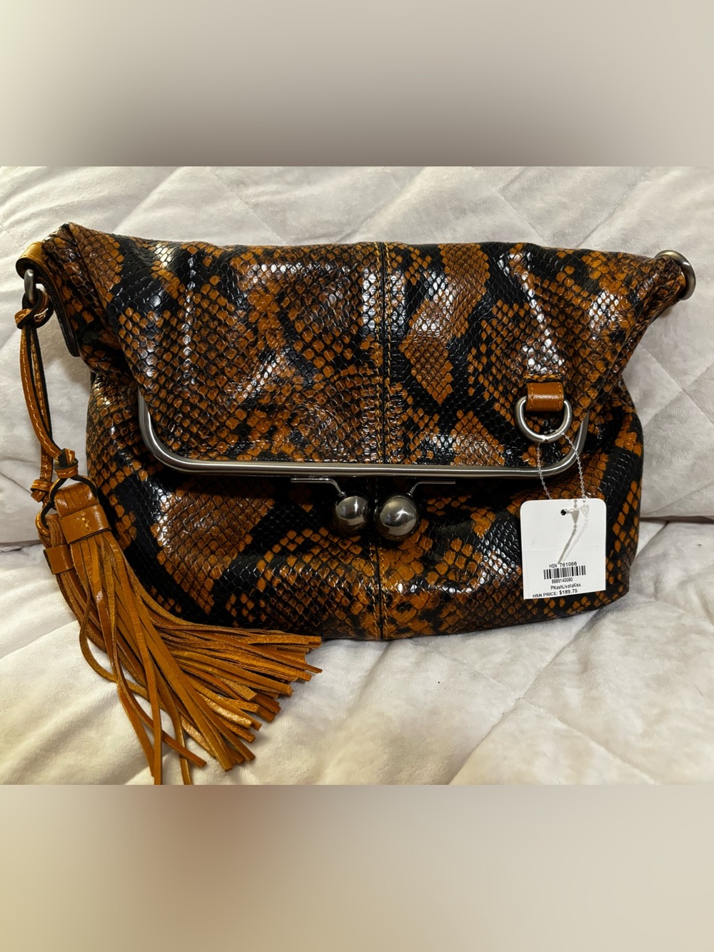 Patricia Nash Lavada Kisslock Crossbody Bag in Autumn Python